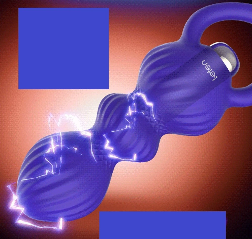 Leten 7 Farklı Titreşimli Su Geçirmez Boğumlu Mavi Anal Plug