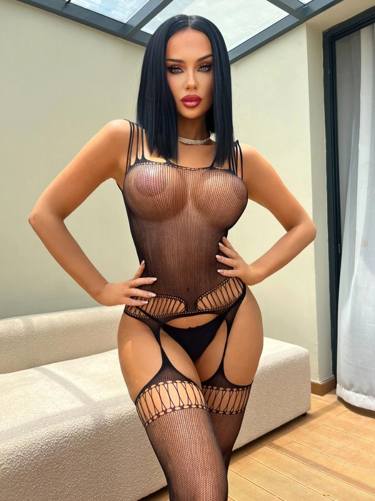 Siyah Fantezi Vücut Çorabı