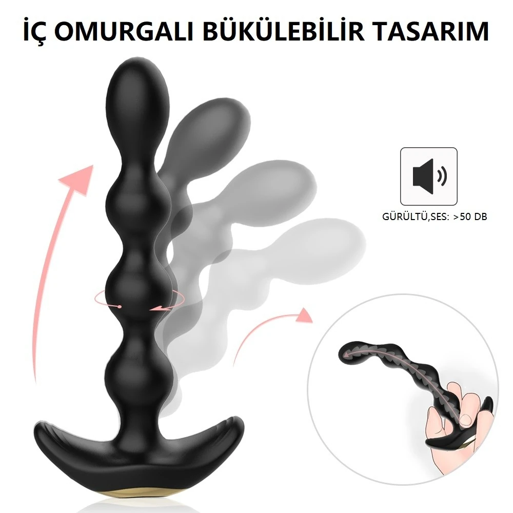 Austin 9 Modlu Titreşimli Kumandalı Esnek Boğumlu Anal Plug Vibratör