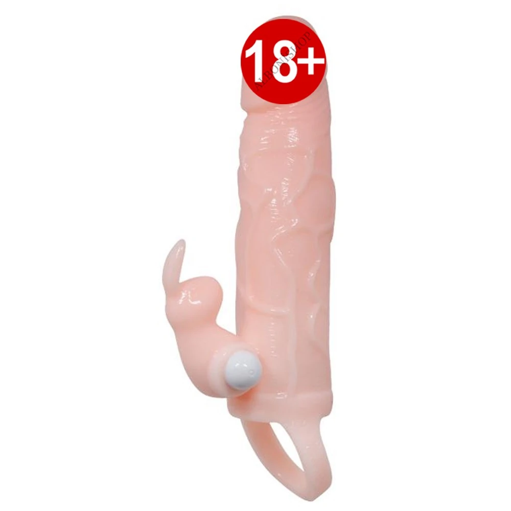 Brave Man Tavşan Figürlü Titreşimli Klitoris Uyarıcılı Realistik Penis Kılıfı