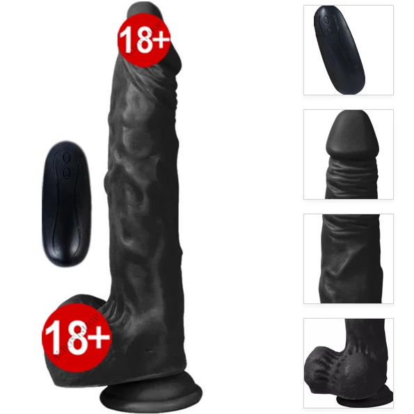 Dildo Series Siyah Hero 24 Cm 10 Modlu Titreşimli Realistik Penis