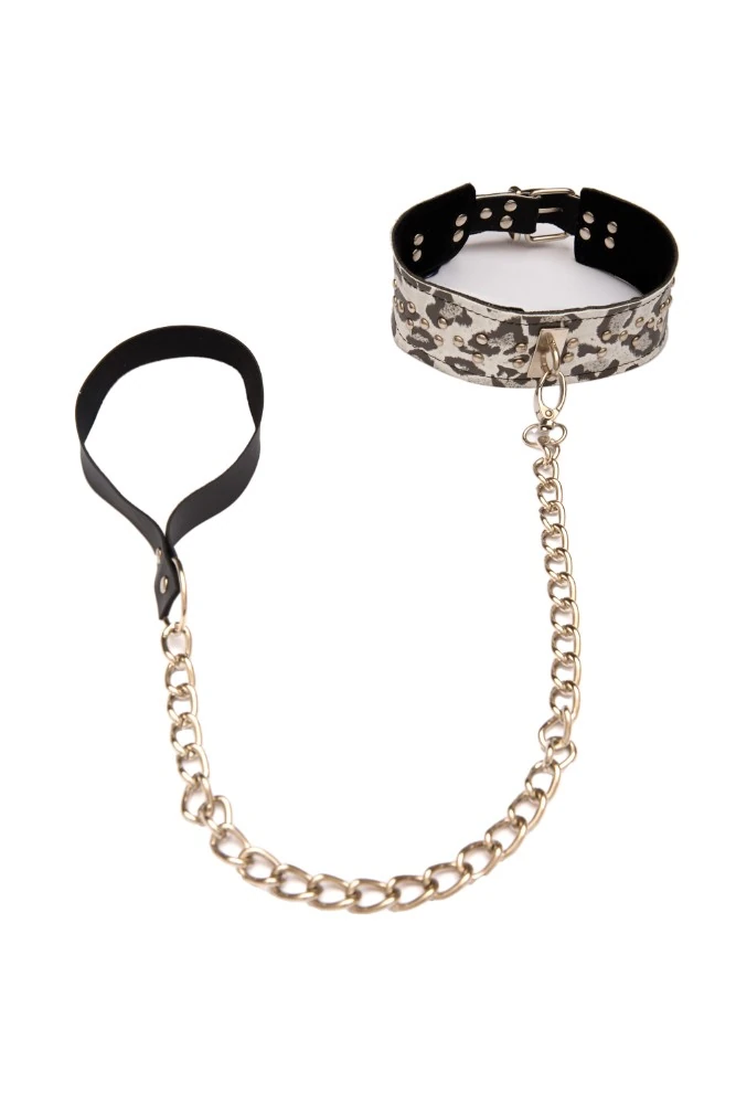 7 Parça Komple Deri Beyaz Leopar Fetiş Fantazi Seti