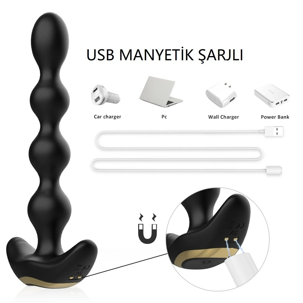 Austin 9 Modlu Titreşimli Kumandalı Esnek Boğumlu Anal Plug Vibratör