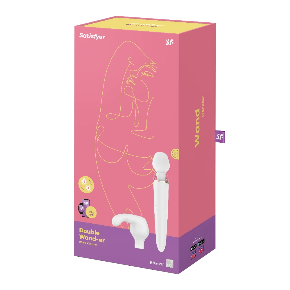Satisfyer Double Wand-er Connect White App Kontrollü Ekstra Başlıklı Güçlü Titreşimli Masaj Aleti Vibratör