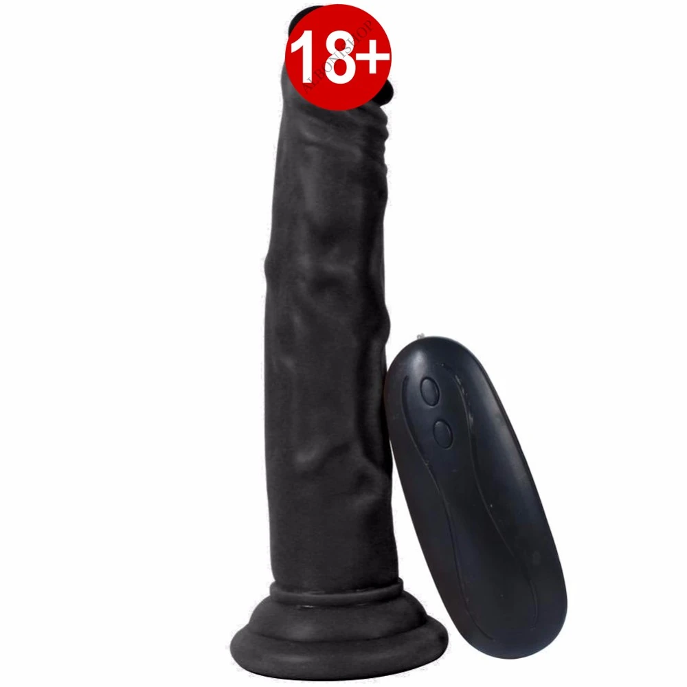 Dildo Series Siyah 19 Cm 10 Modlu Anal ve Vajinal Kullanılabilen Realistik Penis