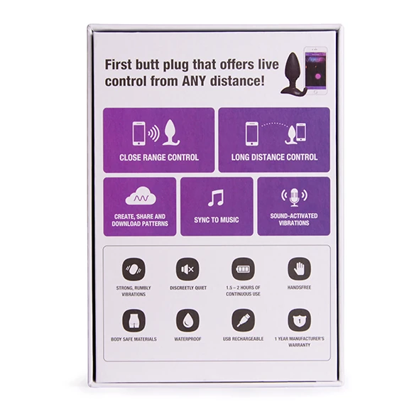 Lovense Hush Wifi İle Akıllı Telefon ve Tablet Kontrolü Sağlayan 38 Mm Anal Plug