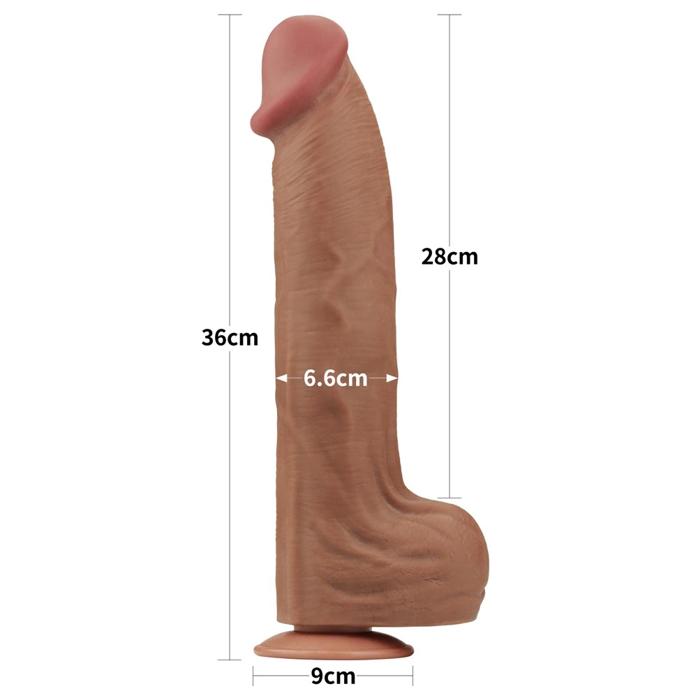 Lovetoy Brown King Size Hareketli Dış Yüzey Ultra Yumuşak 36 Cm Realistik Kemerli Penis