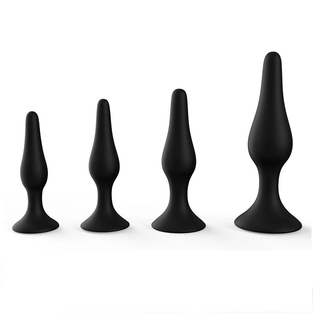 Solomon 4 Adet Farklı Boyutlara Sahip Vantuzlu Yumuşak Anal Plug Seti