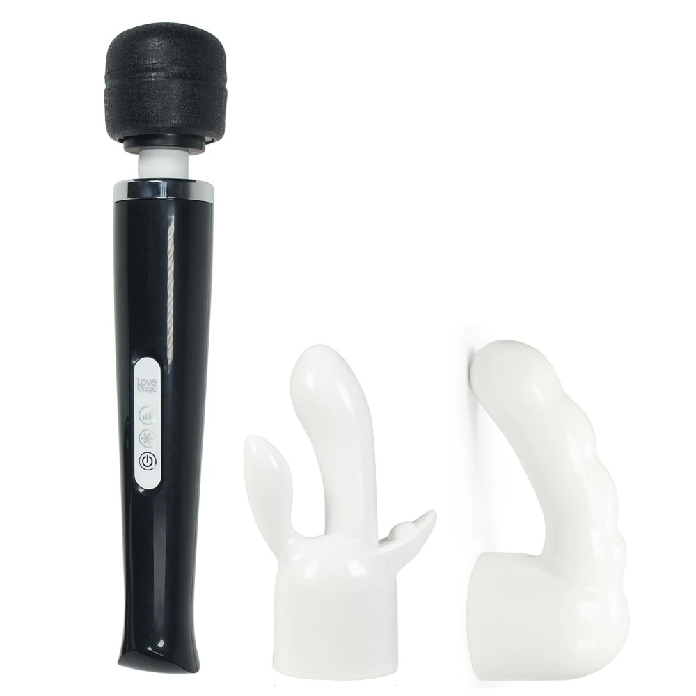 Magic Wand 20 Hızlı Şarjlı Siyah Masaj ve Orgazm Vibratör + 2 Başlık