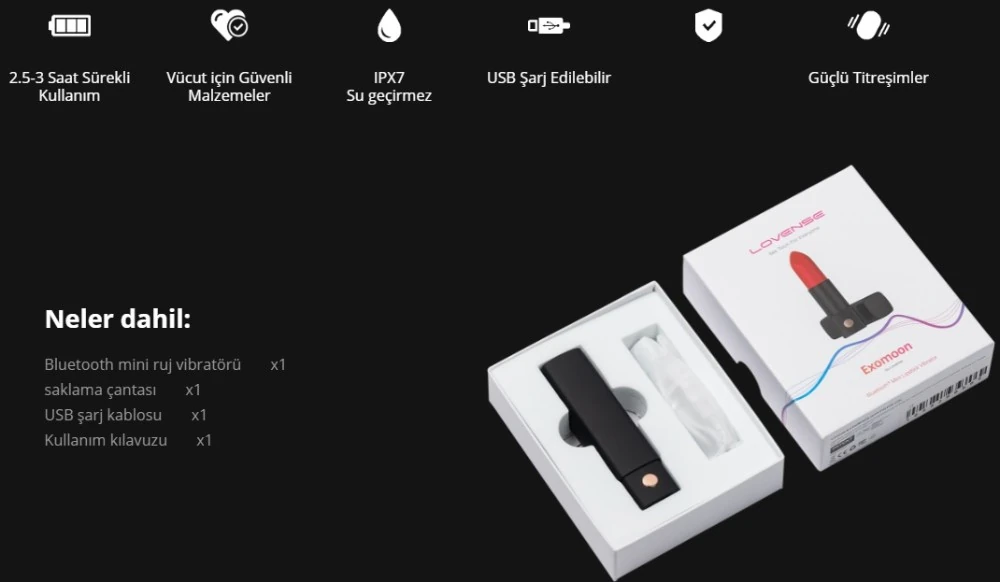 Lovense Exomoon Telefon Kontrollü Mini Ruj Vibratör