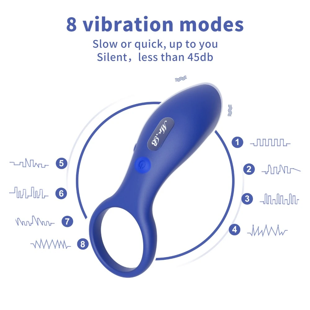 Wowyes B9 Şarjlı 10 Farklı Titreşimli Su Geçirmez Lüks Siyah Penis Halkası