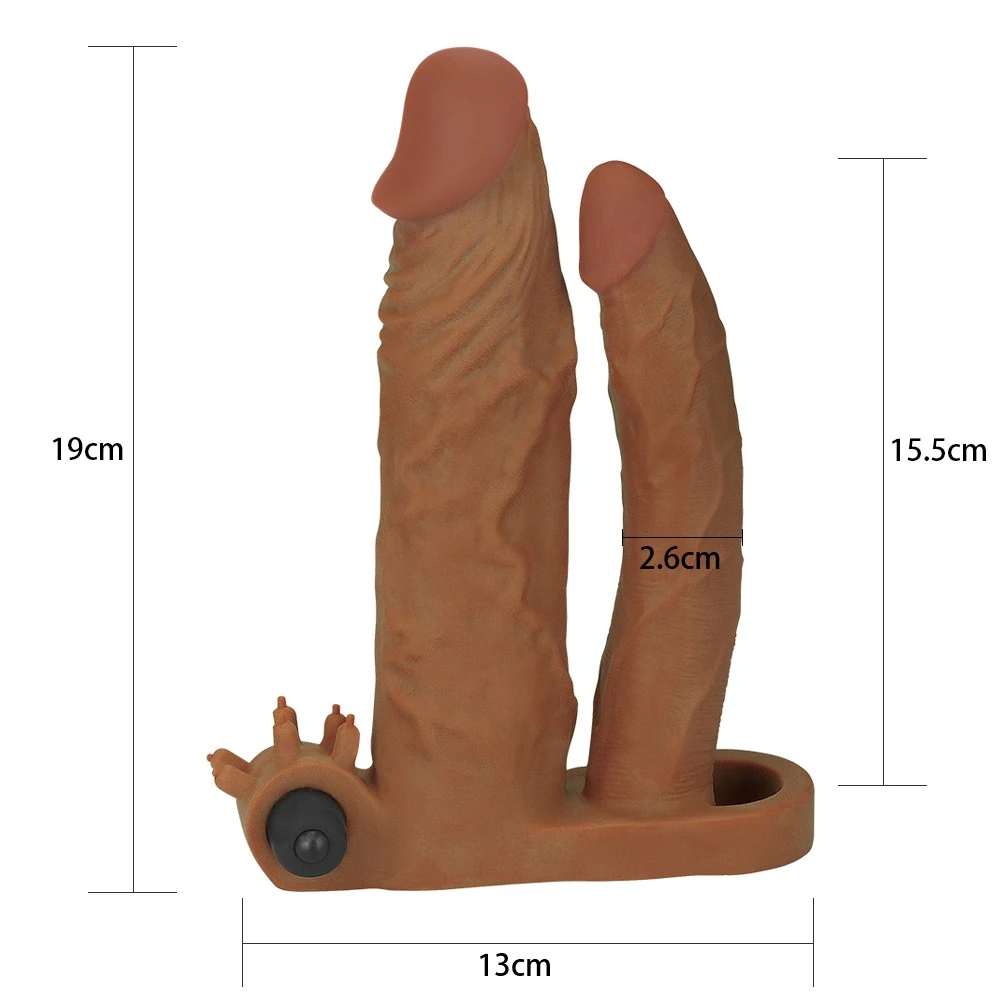 Lovetoy X-Tender 19 Cm Realistik 5 Cm Uzatmalı Double Penis Kılıfı-LV314101