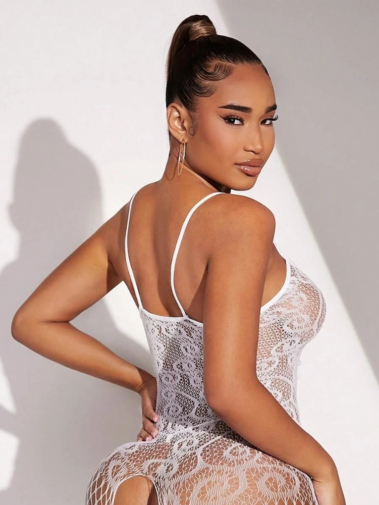 Beyaz Fantezi Vücut Çorabı