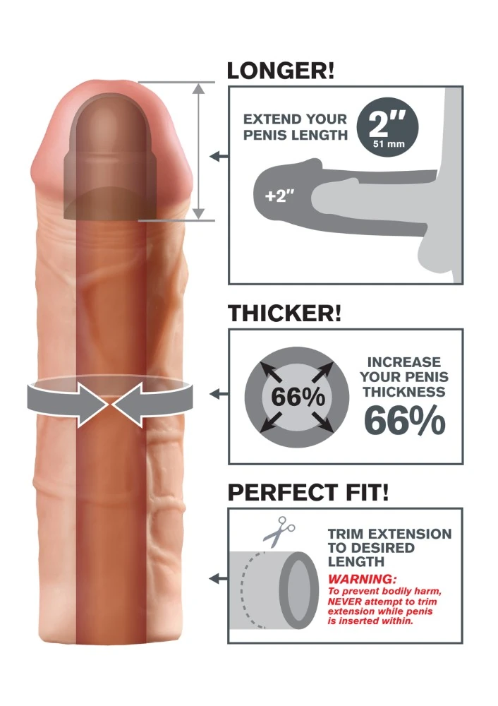 Fantasy X-Tensions Mega 2 Extension Flesh Penis Kılıfı Made İn USA