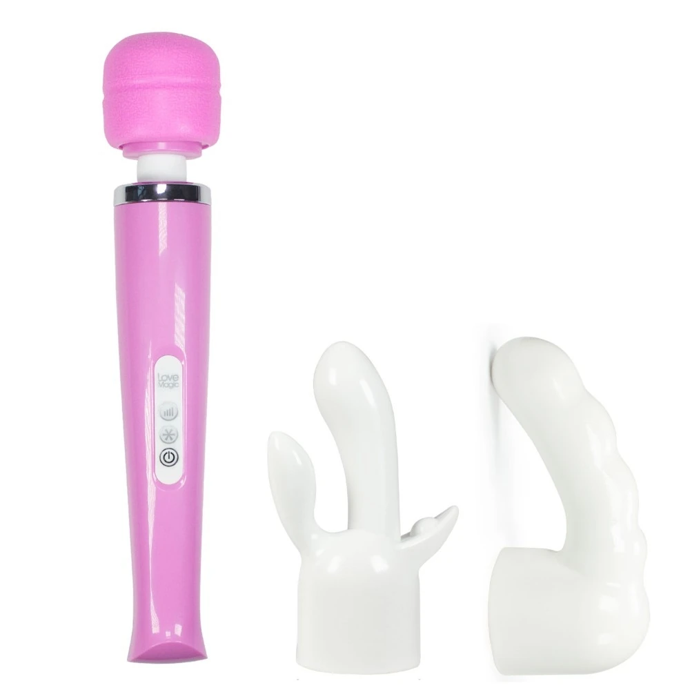 Magic Wand 20 Hızlı Şarjlı Pembe Masaj ve Orgazm Vibratör + 2 Başlık