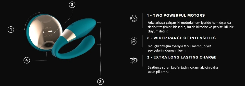 Lelo Tiani Duo Black Çift Motorlu Çiftlere Özel Vibratör