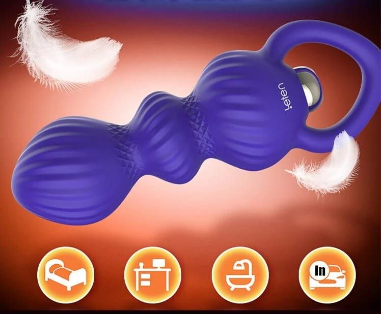 Leten 7 Farklı Titreşimli Su Geçirmez Boğumlu Mavi Anal Plug