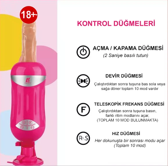 Ayarlanabilir İleri Geri Gidebilen Güçlü ve Vantuzlu Seks Makinesi