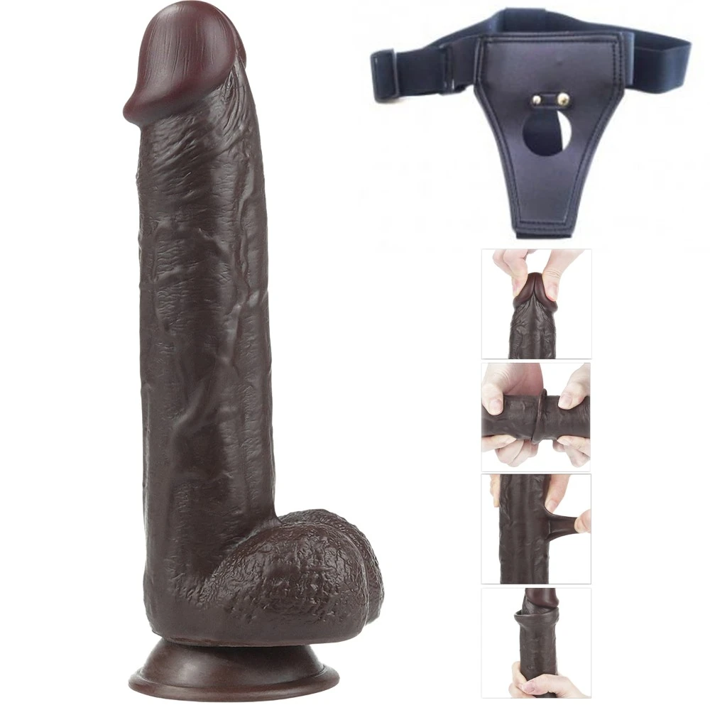 Sliding Hareketli Dış Yüzey Özel Seri Ultra Yumuşak 24 Cm Kemerli Penis