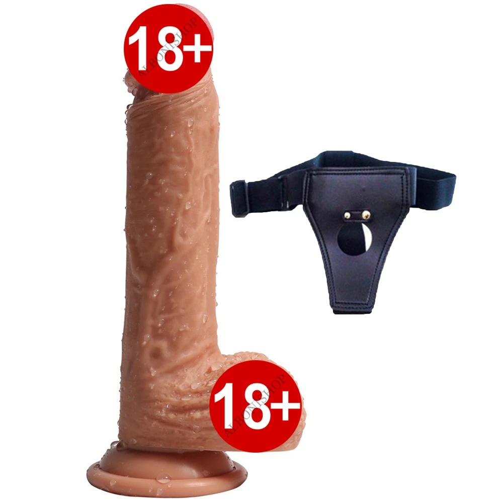 21 Cm Ekstra Yumuşak Çift Katmanlı Özel Silikon Dokuda Belden Bağlamalı Penis