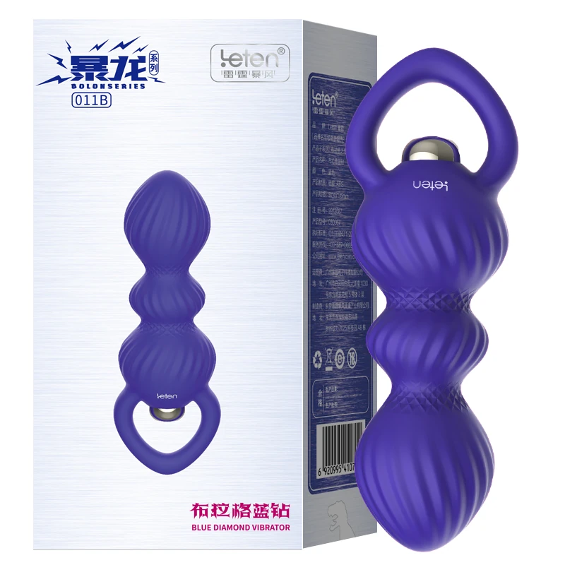 Leten 7 Farklı Titreşimli Su Geçirmez Boğumlu Mavi Anal Plug