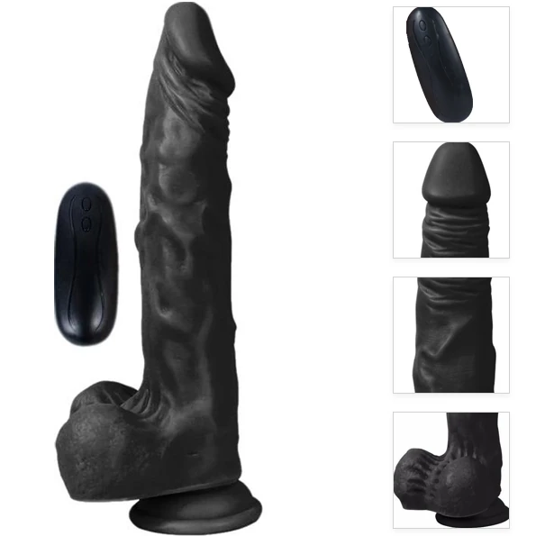 Dildo Series Siyah Hero 24 Cm 10 Modlu Titreşimli Realistik Penis