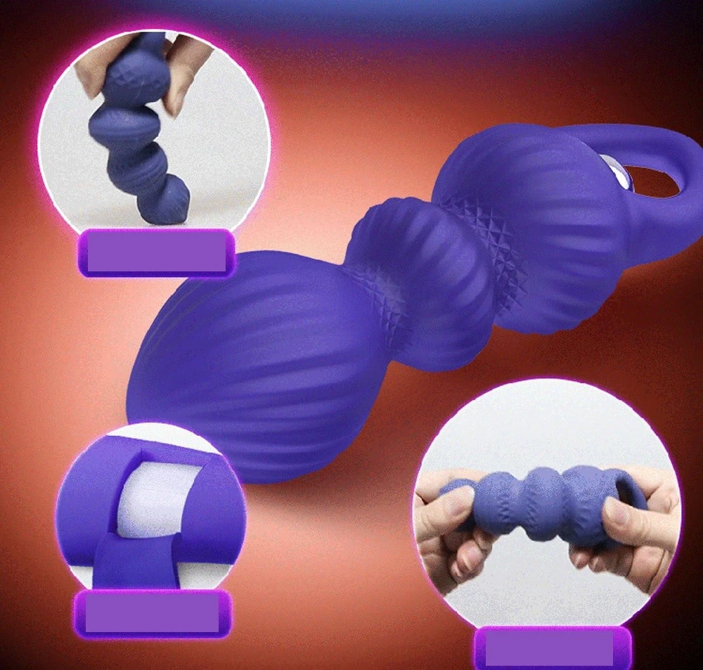 Leten 7 Farklı Titreşimli Su Geçirmez Boğumlu Mavi Anal Plug