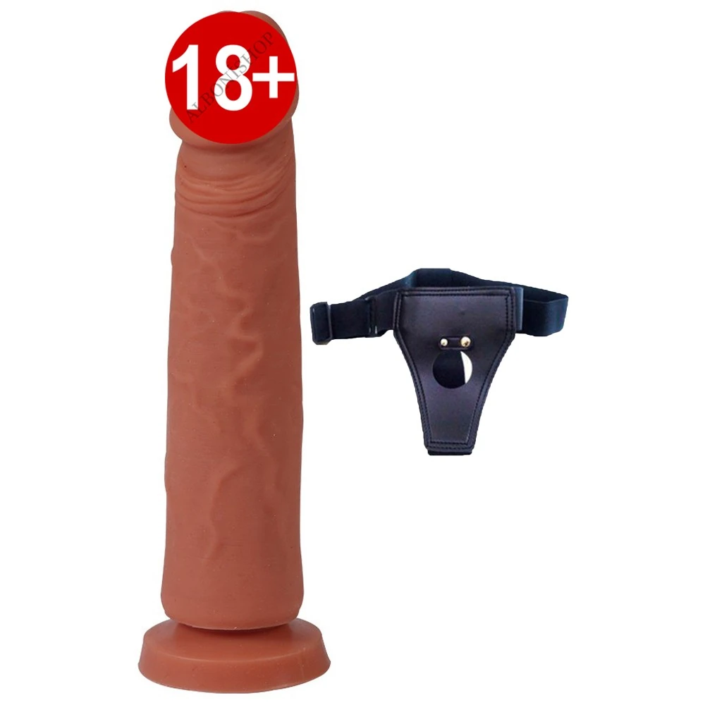 Hunter Yumuşak Dokulu Çift Katmanlı 20 Cm Silikon Belden Bağlamalı Penis