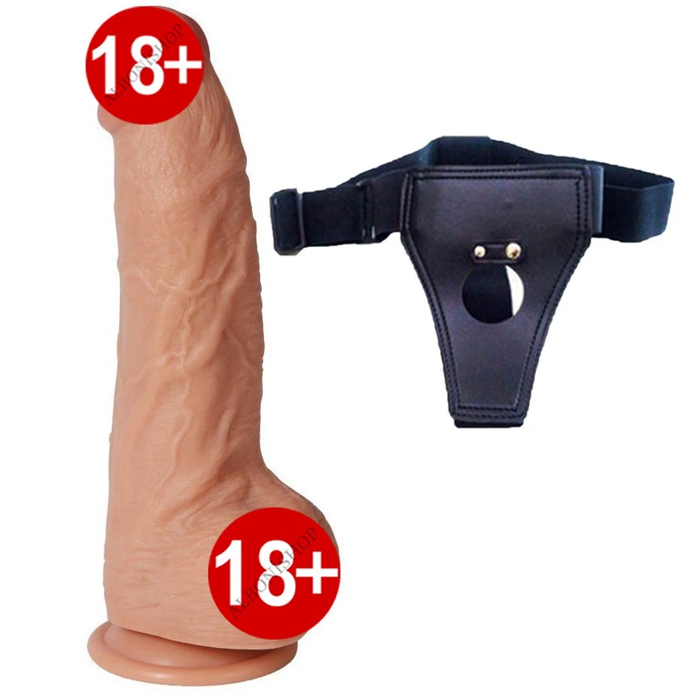 Berton Ultra Gerçekçi Çift Katmanlı 23 Cm Belden Bağlamalı Realistik Penis