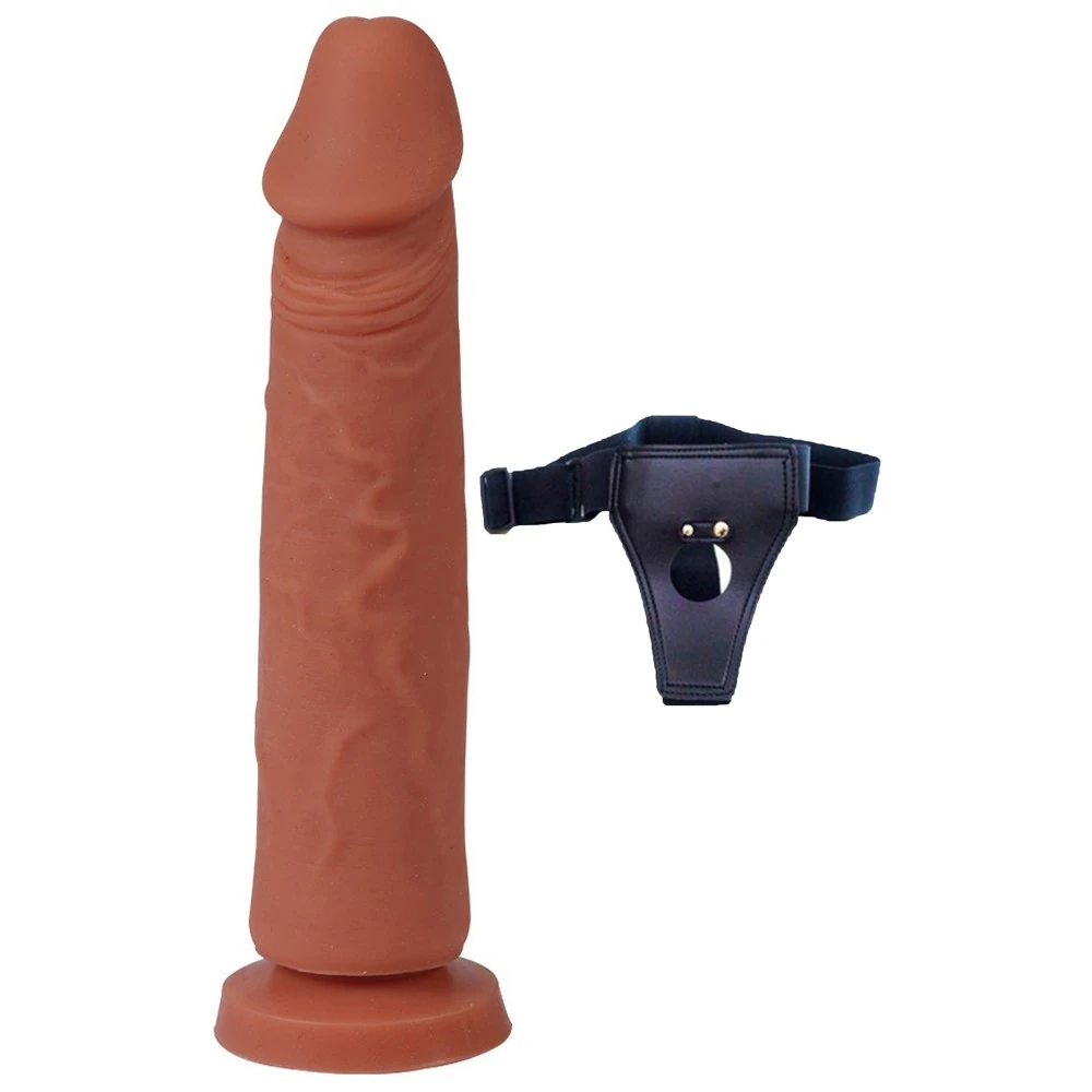 Hunter Yumuşak Dokulu Çift Katmanlı 20 Cm Silikon Belden Bağlamalı Penis