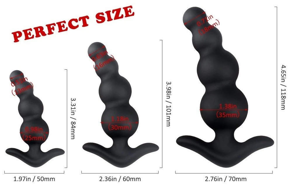 Simon 3 Farklı Boyutlu Boncuklu Yumuşak Silikon Anal Plug Seti