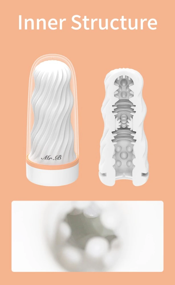 Wowyes B5 Manuel Emiş Yapabilen İçi Tırtıklı Gerçekci Silikon Vajina Mastürbatör Turuncu