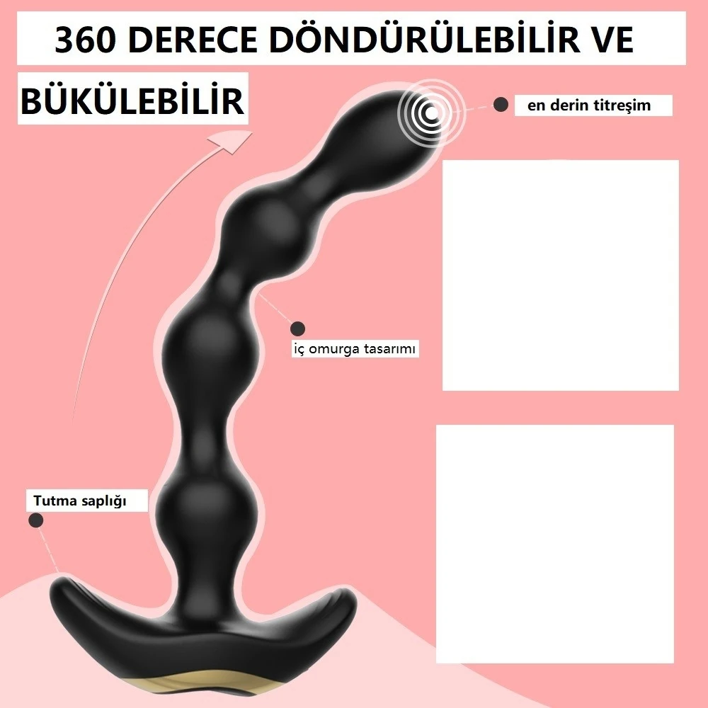 Austin 9 Modlu Titreşimli Kumandalı Esnek Boğumlu Anal Plug Vibratör