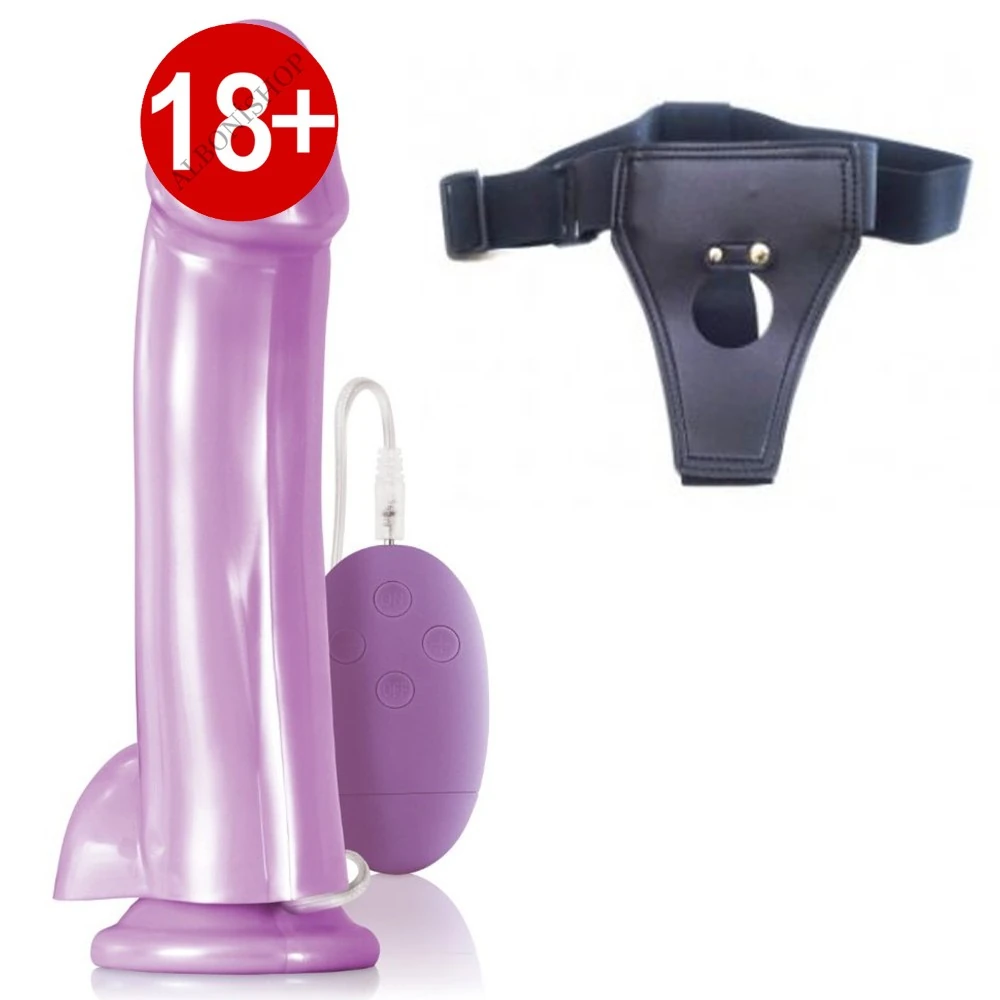 Lollies Sugardaddy 20 Cm Ekstra Gerçekci Jel Dokulu Kemerli Mor Dildo Vibratör