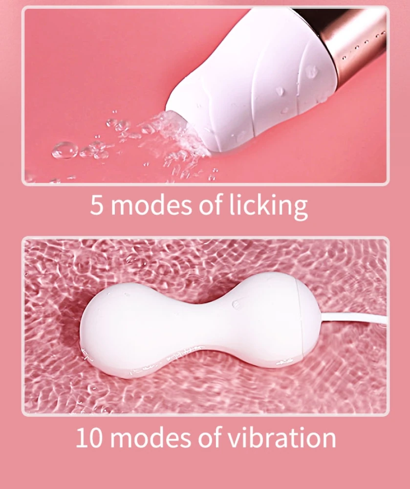 10 Modlu Titreşimli ve 5 Dil Hareketli Kegel Topu & Dil Harekeli Vibratör