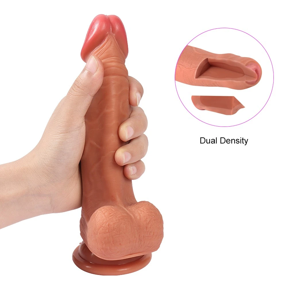 Özel Yumuşak Dokulu Ultra Gerçekci Çift Katmanlı 20 Cm Realistik Penis Dildo