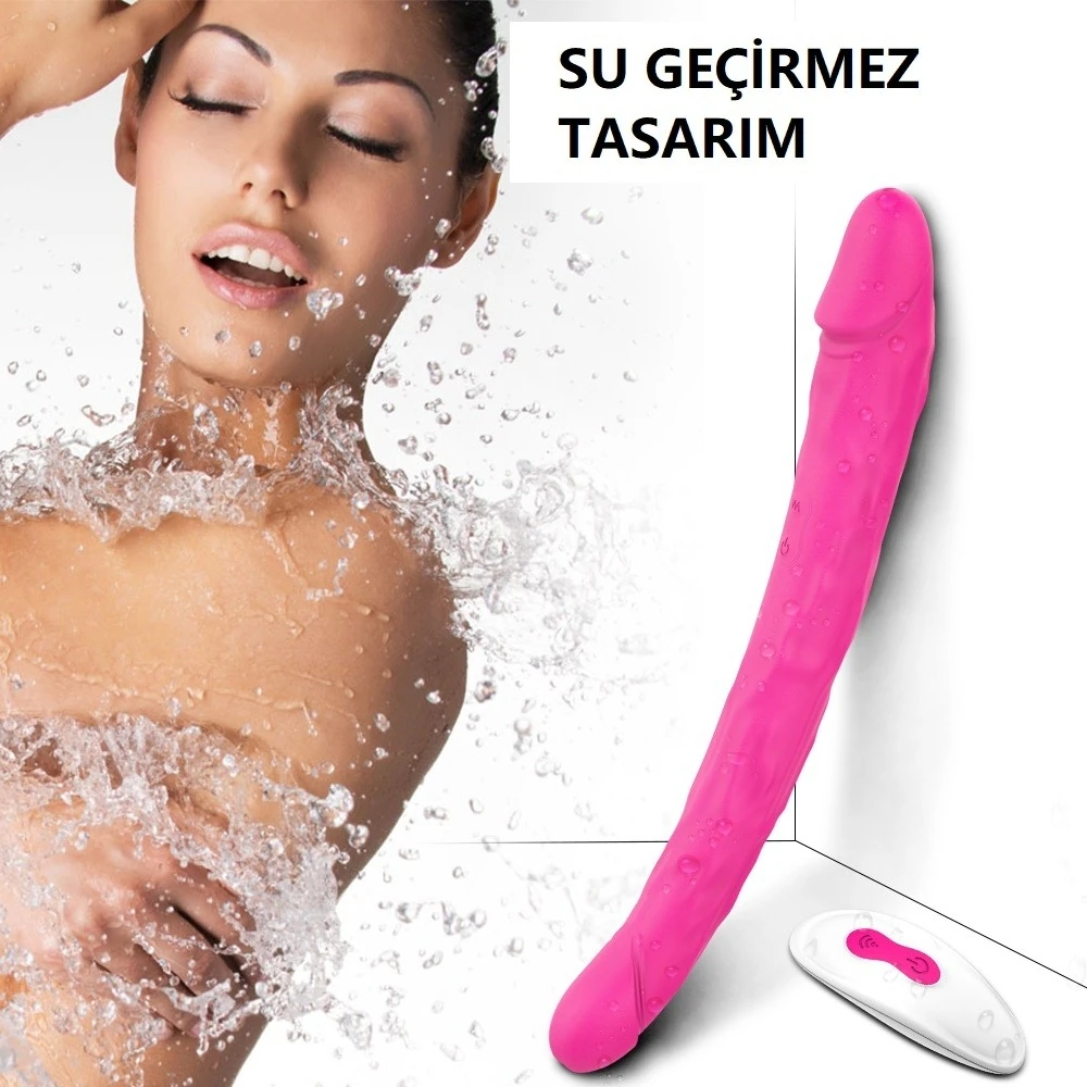 King 3 Kumandalı 9 Mod Titreşimli Çift Başlı Lezbiyen Penis Vibratör