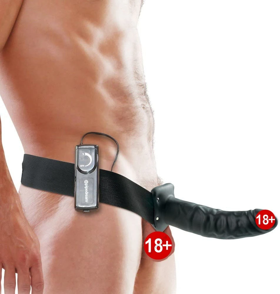 Pipedream 8 İnç Titreşimli Siyah İçi Boş Kemerli Penis