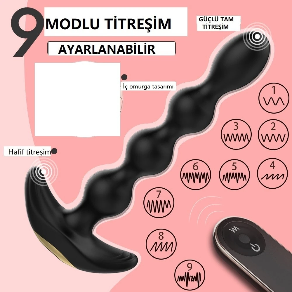 Austin 9 Modlu Titreşimli Kumandalı Esnek Boğumlu Anal Plug Vibratör