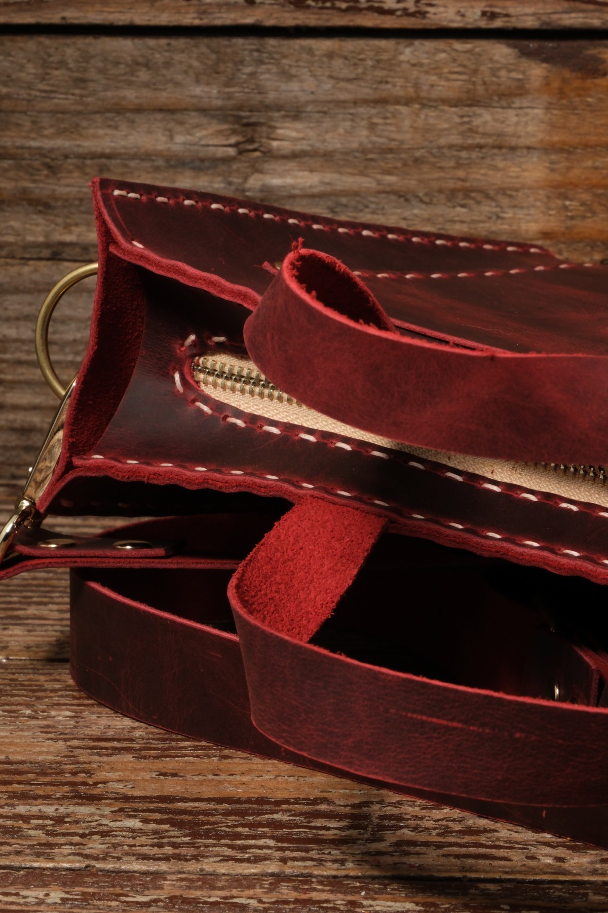 El Yapımı %100 Hakiki Dana Derisi El ve Omuz Çantası 29cmx20cmx7cm SM-D-0068 - bordo
