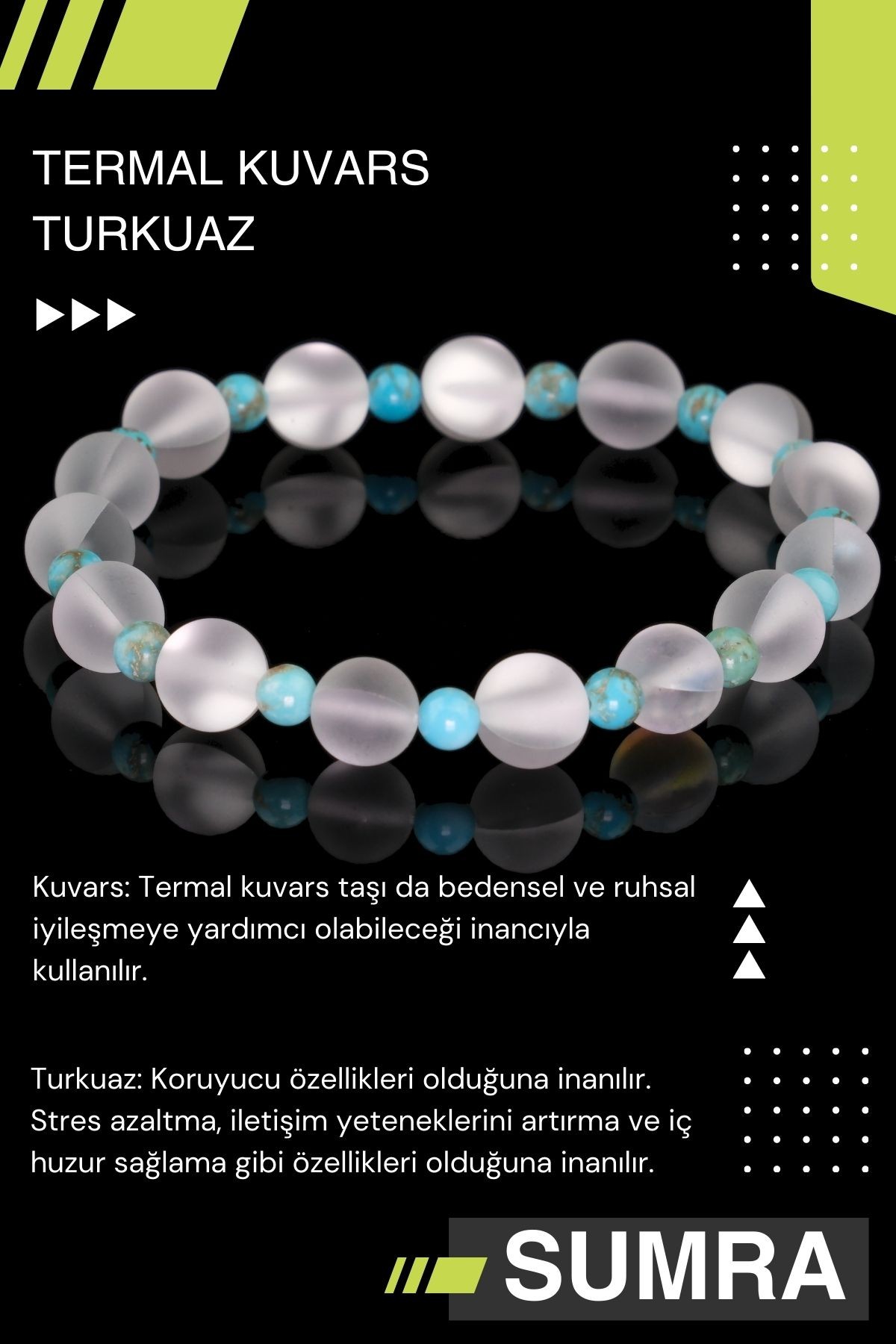 Termal Kuvars ve Turkuaz Doğal Taş Bileklik SM-B-0004