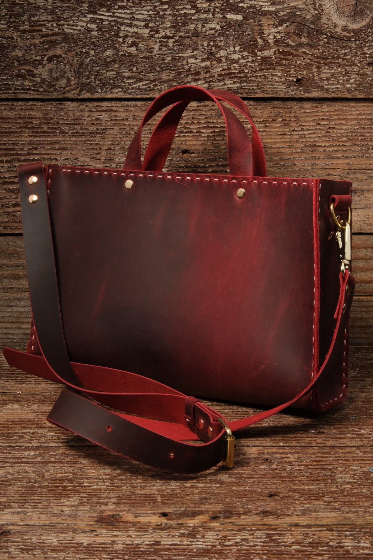 El Yapımı %100 Hakiki Dana Derisi El ve Omuz Çantası 29cmx20cmx7cm SM-D-0068 - bordo
