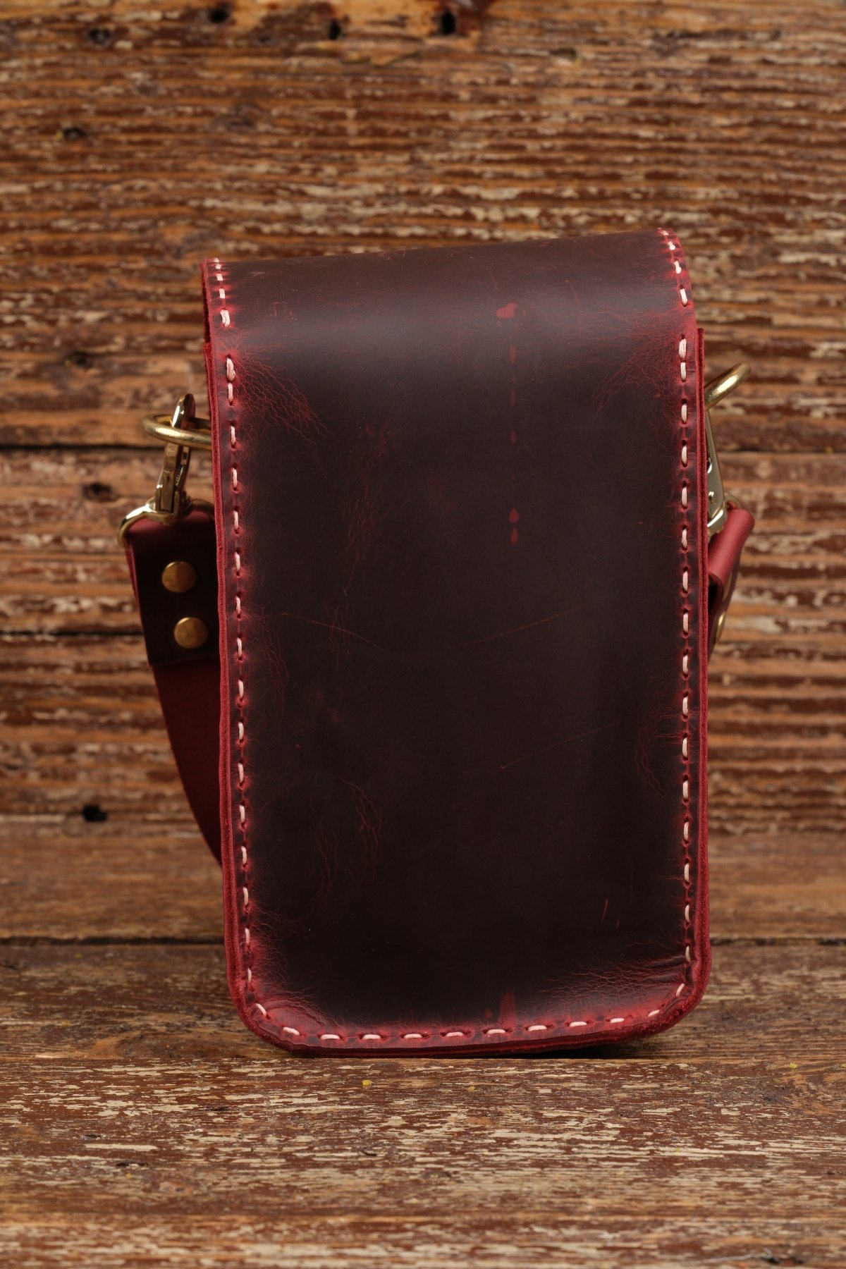 El Yapımı %100 Hakiki Dana Derisi Mini Omuz Çantası 12cmx11cmx18cm SM-D-0066 - kızıl