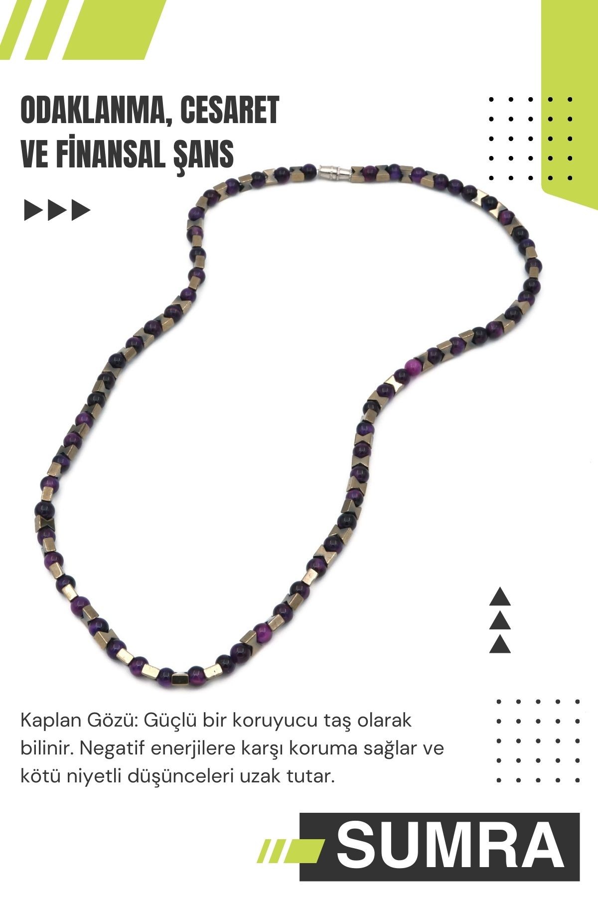 Mor Kaplan Gözü Doğal Taş Kolye SM-B-0106
