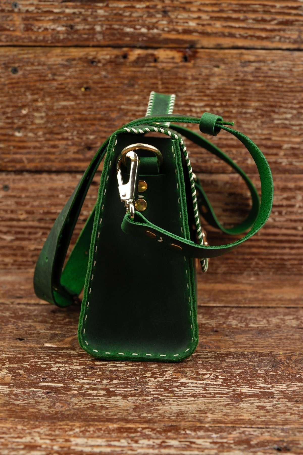 El Yapımı %100 Hakiki Dana Derisi El ve Omuz Çantası Yeşil 29cmx16cmx8cm SM-D-0062
