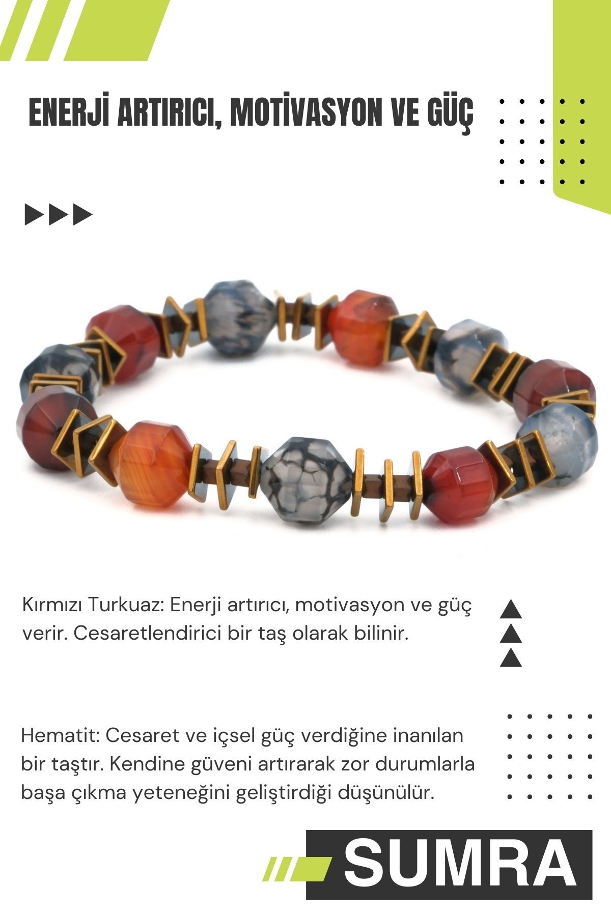 Damarlı Akik Hematit Doğal Taş Bileklik SM-B-0039