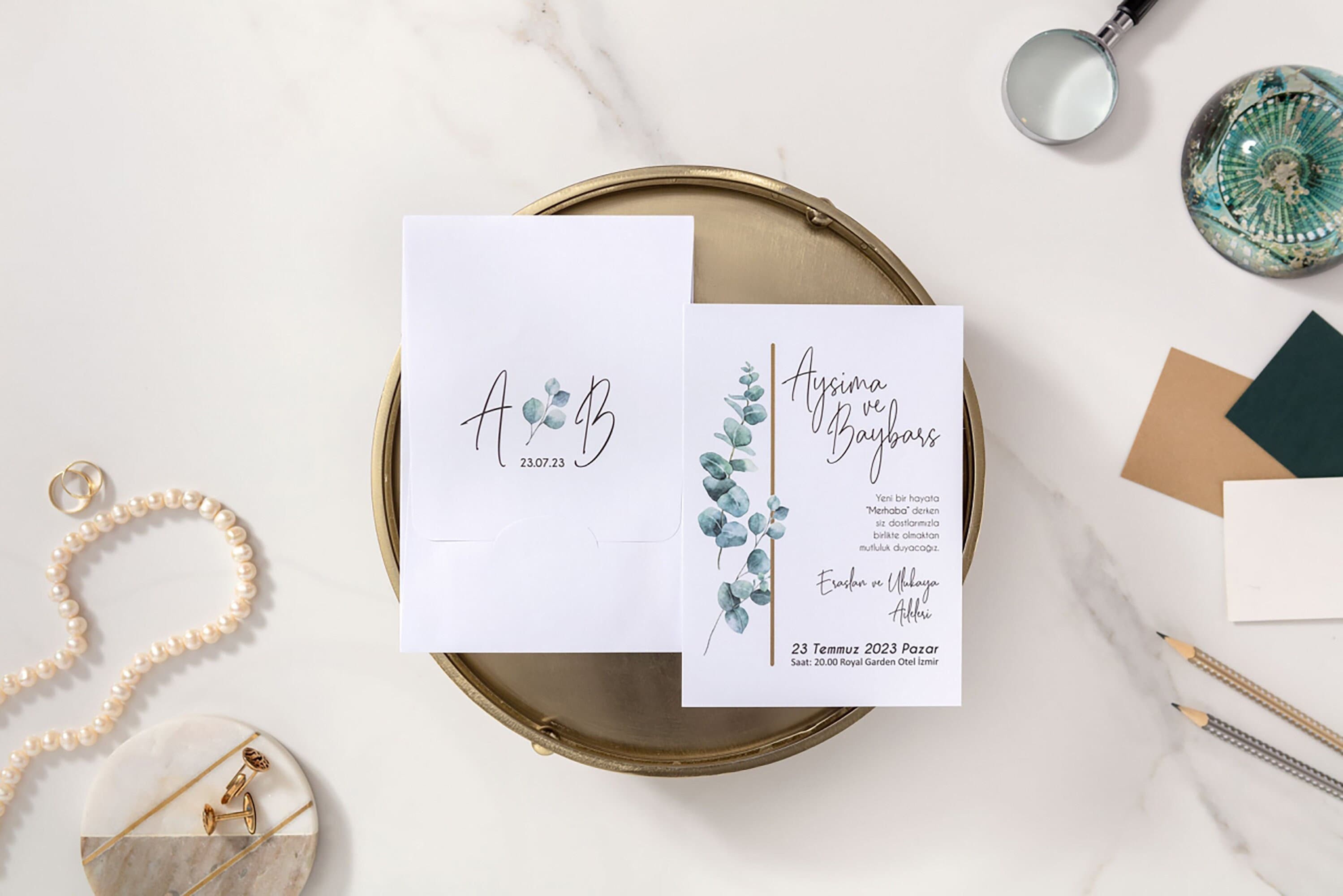 Eucalyptus Wedding Invite, Botanical Wedding Invitations, Gold Foil Wedding Invitation, Neutral Wedding Invitation, Greenery Invitation