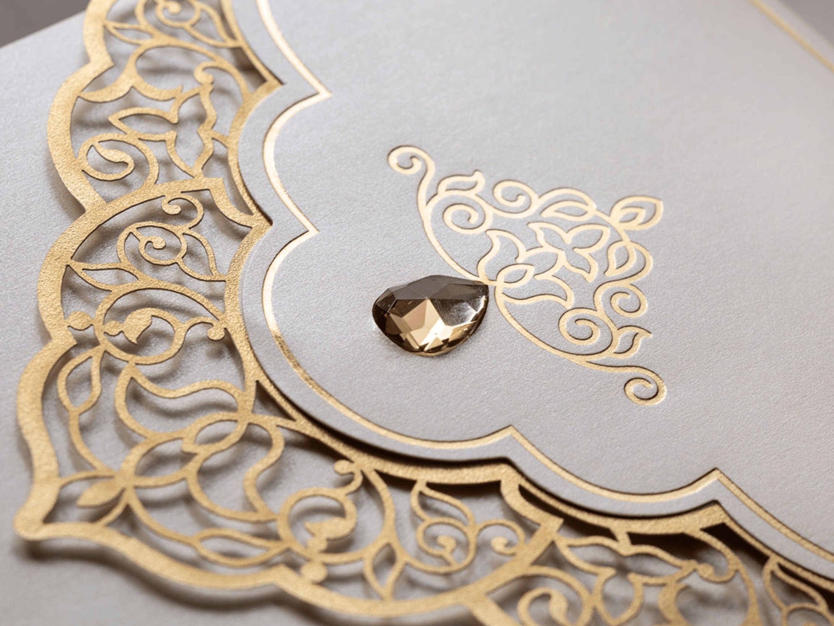 Diamond Wedding Invitation, Laser cut Elegant Gorgeous Invitation Set, Modern Quality Wedding Invite, Foil Printing