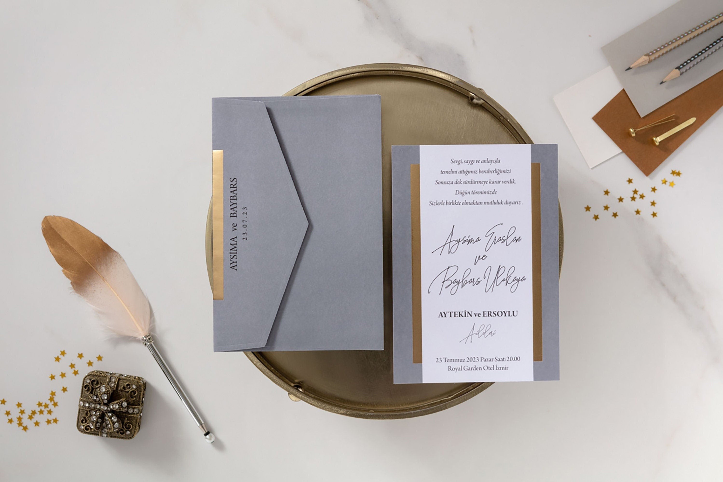 Wedding Invitation Gold, Grey Wedding Invitation, Gold Foil Wedding Invitation, Formal Wedding Invitation, Grey Invitation, Real Foil