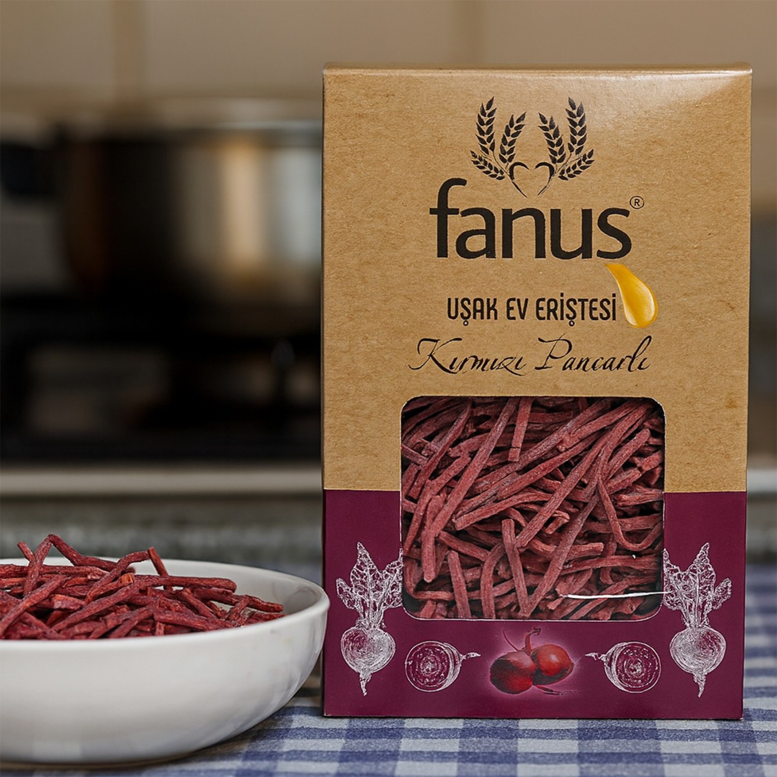 Fanus Uşak Ev Eriştesi Kırmızı Pancarlı 350g